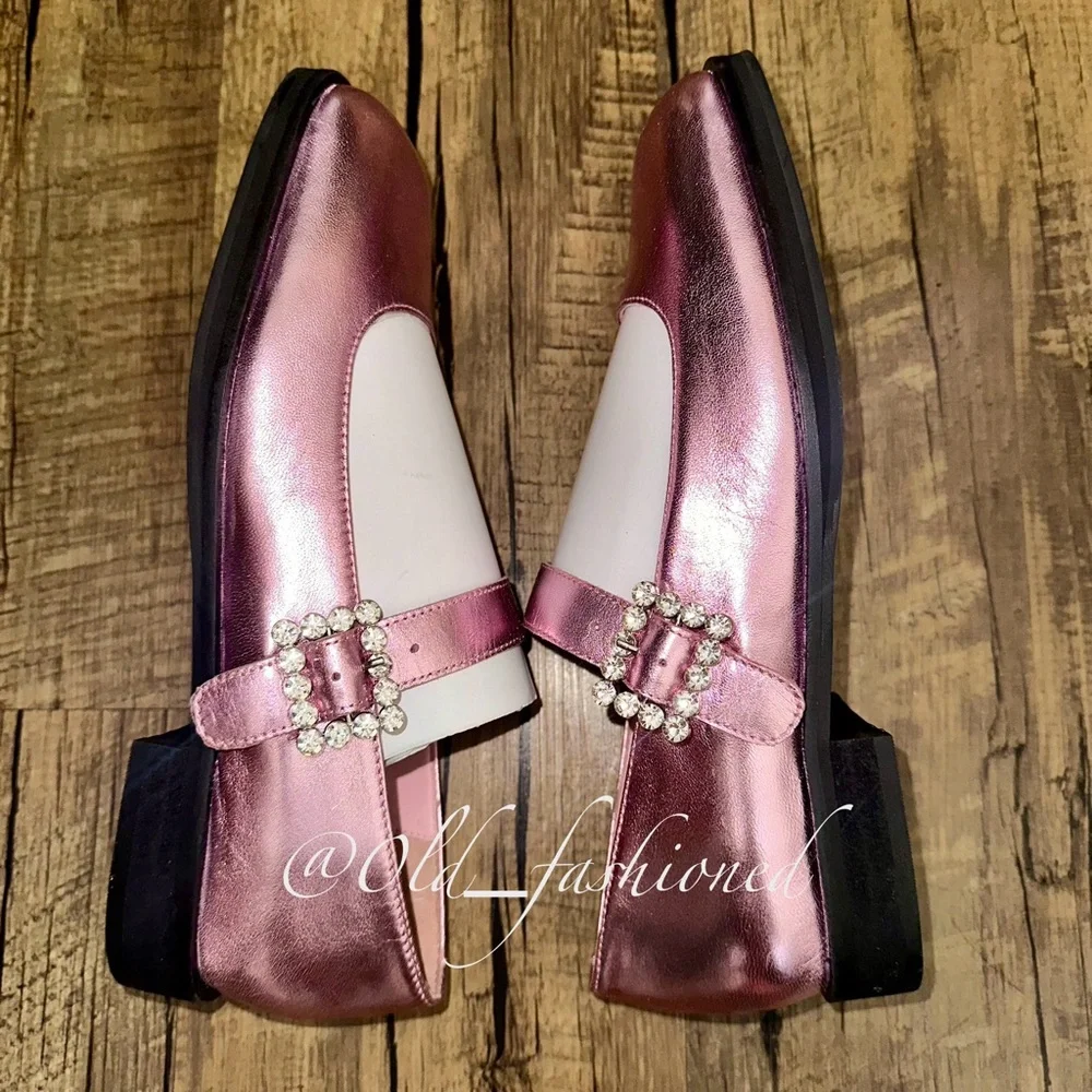 FREE PEOPLE Leather Diamanté Mary Janes